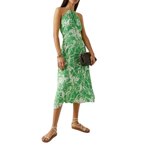 Faithfull the Brand Dresses & Skirts - Faithfull The Brand Women's Green Taormina Floral Crepe Halter Neck Midi Dress